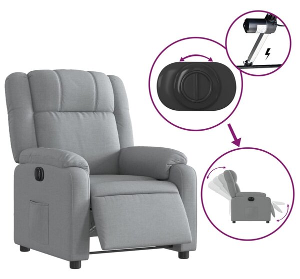 Elektrické polohovací křeslo světle šedé textil 3205178