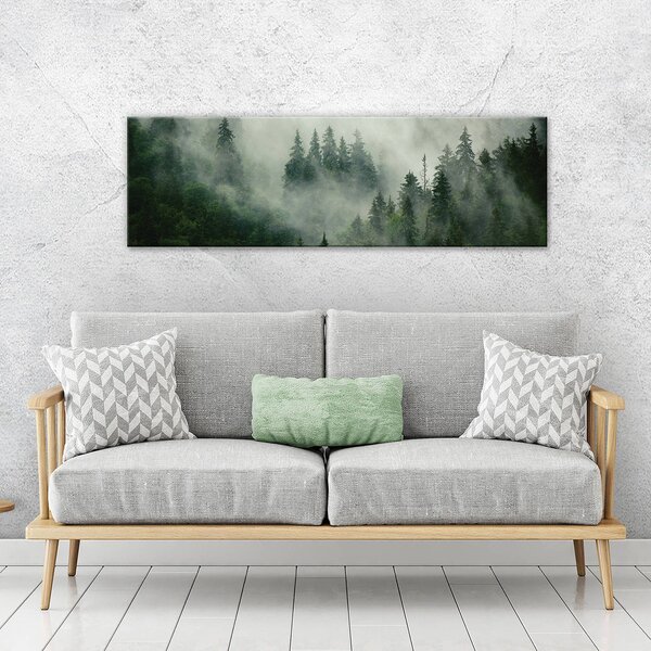 Obraz na plátně: Mlha nad lesem (1) - 145x45 cm