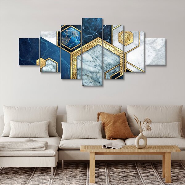 Obraz - Mramorové hexagony (210x100 cm)