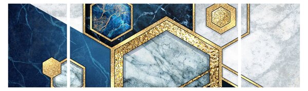 Obraz - Mramorové hexagony (170x50 cm)