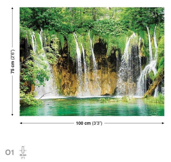 Obraz na plátně: Jezero a vodopád (2) - 75x100 cm