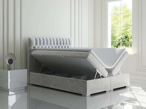 Boxspring postel 140 cm Daliny (světle šedá) (s úložným prostorem)