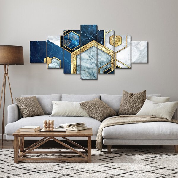 Obraz - Mramorové hexagony (210x100 cm)