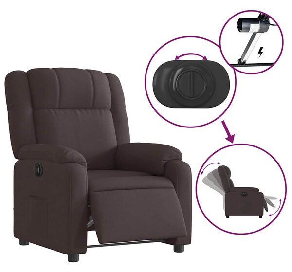 Elektrické polohovací křeslo tmavě hnědé textil 3205183