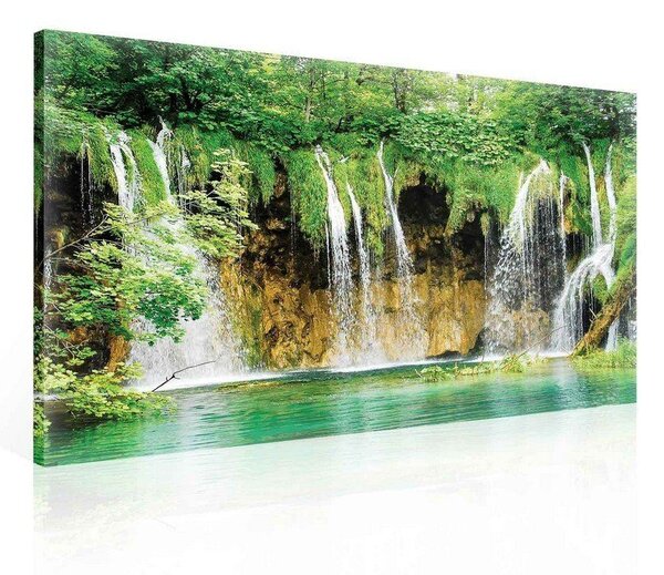 Obraz na plátně: Jezero a vodopád (2) - 75x100 cm