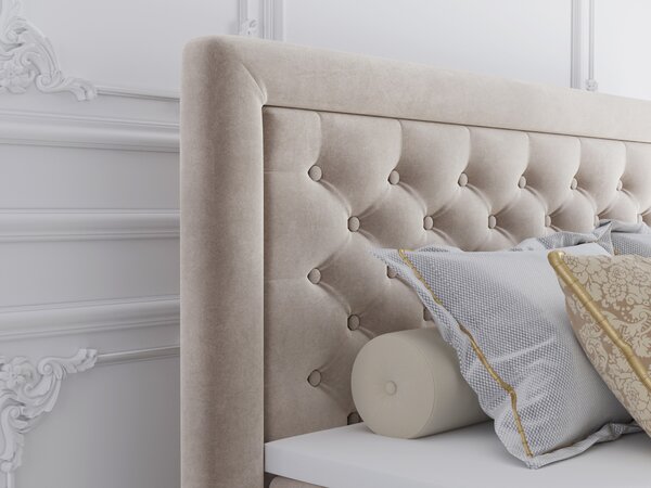 Boxspring postel 140 cm Gllamy (béžová) (s úložným prostorem)