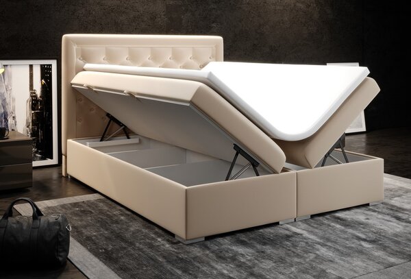 Boxspring postel 140 cm Gllamy (béžová) (s úložným prostorem)