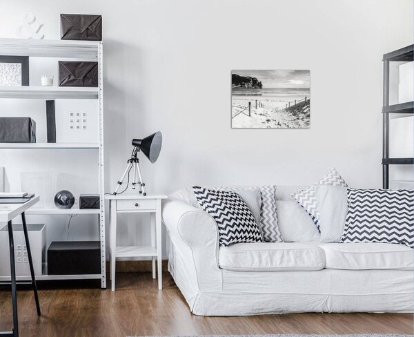 Obraz na plátně: Písčitá pláž (černobílá) - 80x60 cm