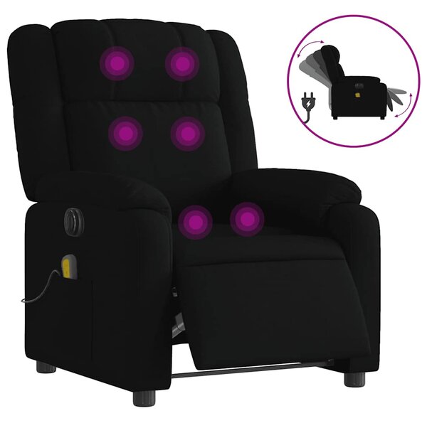 Elektrické masážní polohovací křeslo černé textil 3205192