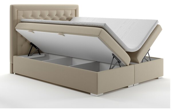 Boxspring postel 140 cm Gllamy (béžová) (s úložným prostorem)