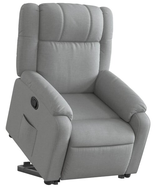 Zvedací polohovací křeslo světle šedé textil 3205202