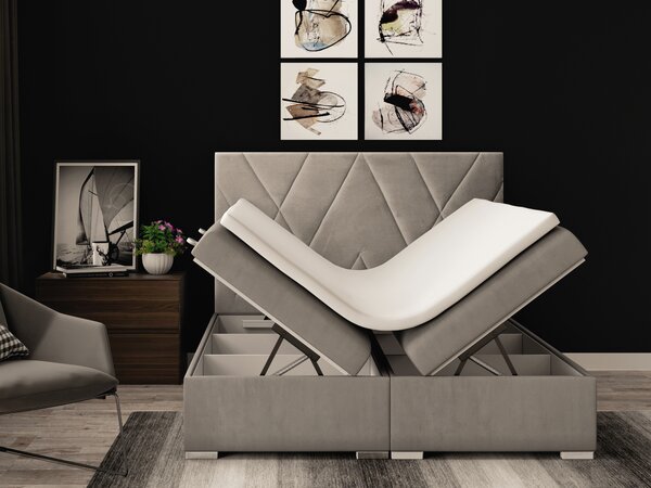 Boxspring postel 140 cm Lanarra (béžová) (s úložným prostorem)