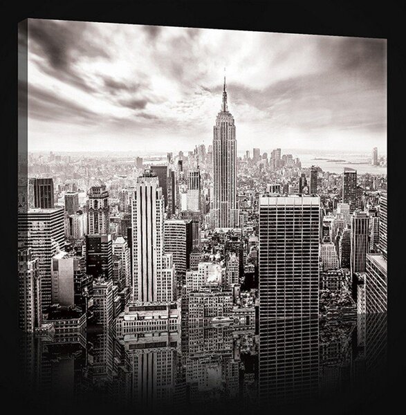 Obraz na plátně: Pohled na New York (černobílý) - 75x100 cm