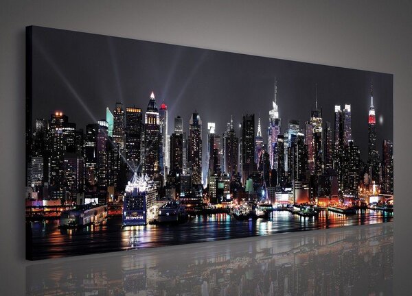 Obraz na plátně: Noční New York (2) - 145x45 cm