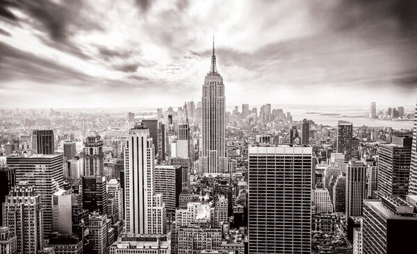 Obraz na plátně: Pohled na New York (černobílý) - 75x100 cm