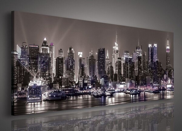 Obraz na plátně: Noční New York - 145x45 cm