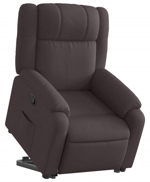 Zvedací polohovací křeslo tmavě hnědé textil 3205207