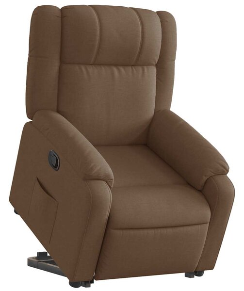 Zvedací polohovací křeslo hnědé textil 3205206