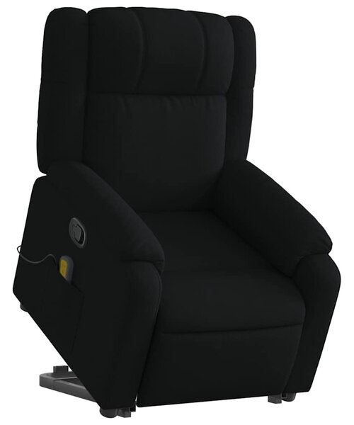 Zvedací masážní polohovací křeslo černé textil 3205216