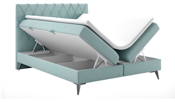 Boxspring postel 140 cm Miror (mentolová) (s úložným prostorem)