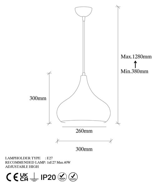 Závěsné svítidlo v měděné barvě s kovovým stínidlem ø 30 cm Muba – Opviq lights