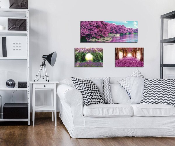 Obraz na plátně: Rozkvetlá alej - set 1ks 80x30 cm a 2ks 37,5x24,8 cm