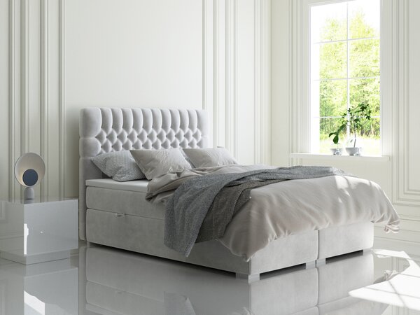 Kontinentální postel 140 cm Daliny (světle šedá) (s úložným prostorem). 1044201