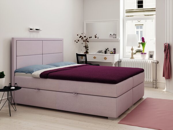 Boxspring postel 140 cm Menorra (růžová) (s úložným prostorem)