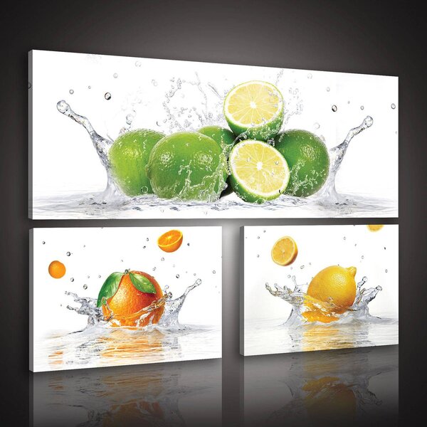 Obraz na plátně: Limetky - set 1ks 80x30 cm a 2ks 37,5x24,8 cm