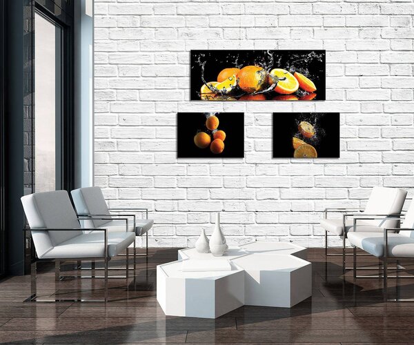 Obraz na plátně: Pomeranče (1) - set 1ks 80x30 cm a 2ks 37,5x24,8 cm