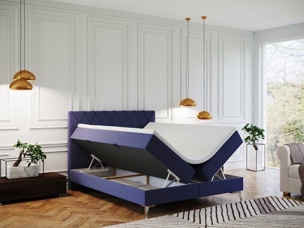 Boxspring postel 140 cm Miror (inkoustová) (s úložným prostorem)