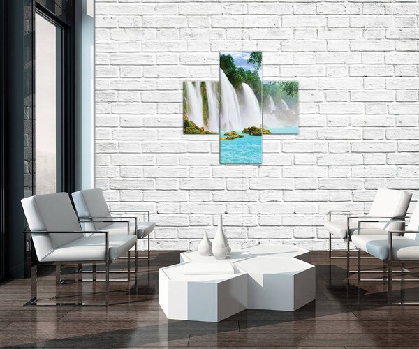 Obraz na plátně: Vodopády (1) - set 1ks 80x30 cm a 2ks 37,5x24,8 cm