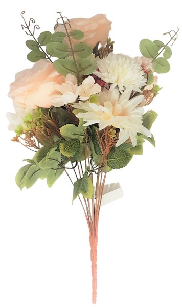 Kytice Chryzantéma & Růže & Astra "12" 50cm sv. ružová umělá