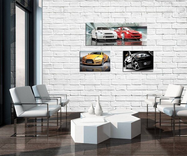Obraz na plátně: Sportovní auta - set 1ks 80x30 cm a 2ks 37,5x24,8 cm
