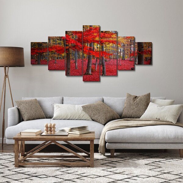 Obraz - Červený les (210x100 cm)