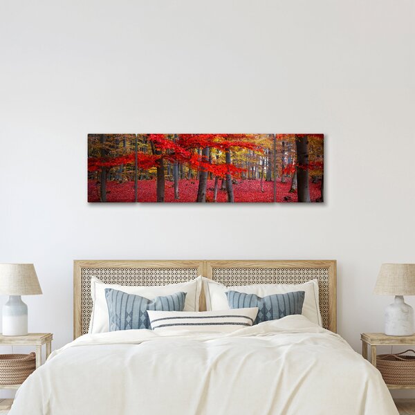 Obraz - Červený les (170x50 cm)