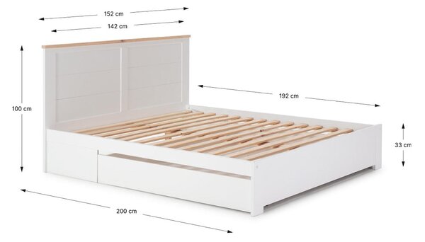 Bílá dvoulůžková postel s úložným prostorem 140x190 cm Gabi – Marckeric
