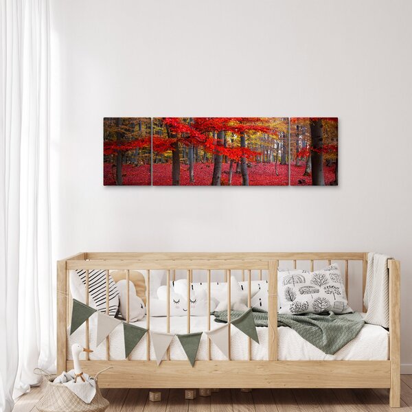 Obraz - Červený les (170x50 cm)