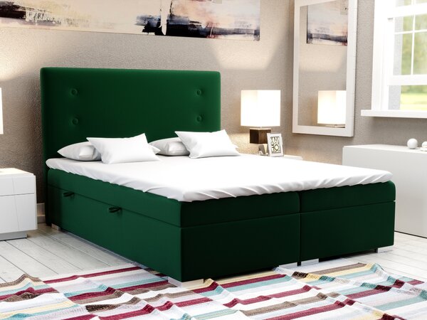 Manželská postel Boxspring 180 cm Miror (černá ekokůže) (s úložným prostorem). Vlastní profesionální přeprava až k Vám domů 1044213