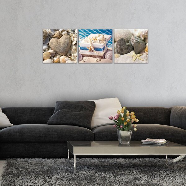 Obraz na plátně: Na pláži - set 3ks 25x25cm