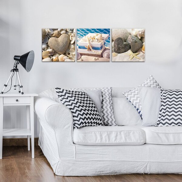 Obraz na plátně: Na pláži - set 3ks 25x25cm