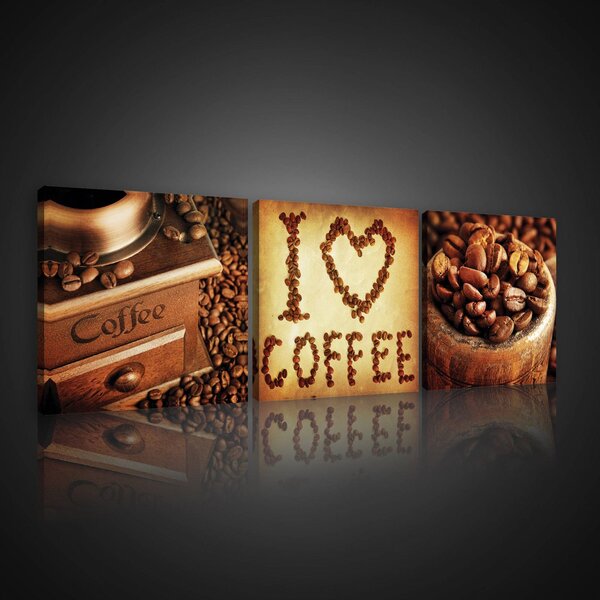 Obraz na plátně: I Love Coffee - set 3ks 25x25cm