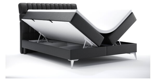 Boxspring postel 140 cm Molera (černá ekokůže) (s úložným prostorem)