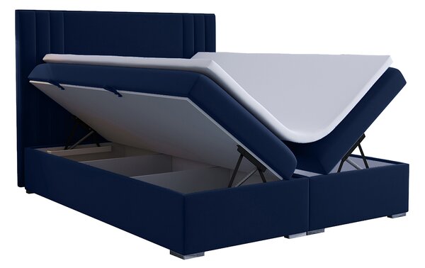 Boxspring postel 140 cm Morcano (tmavě modrá) (s úložným prostorem)