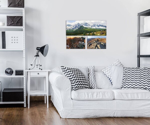 Obraz na plátně: Výhledy na hory (2) - set 1ks 80x30 cm a 2ks 37,5x24,8 cm