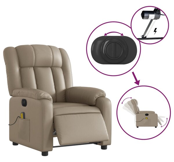 Elektrické masážní polohovací křeslo cappuccino umělá kůže 3205263