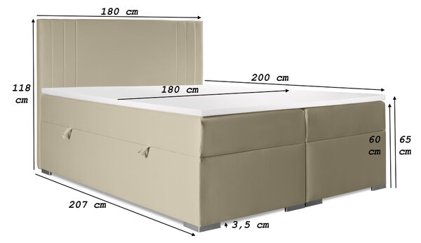 Boxspring postel 140 cm Morcano (béžová) (s úložným prostorem)
