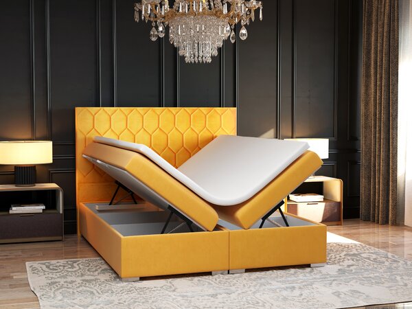 Boxspring postel 160 cm Piranno (žlutá) (s úložným prostorem)