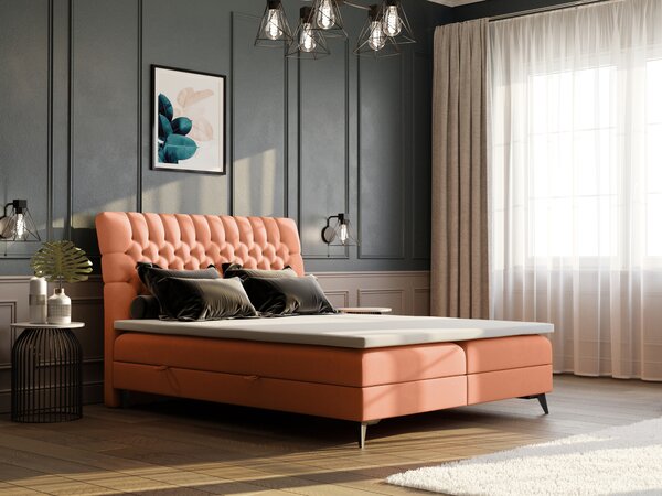 Kontinentální postel 140 cm Molera (oranžová) (s úložným prostorem). 1044265