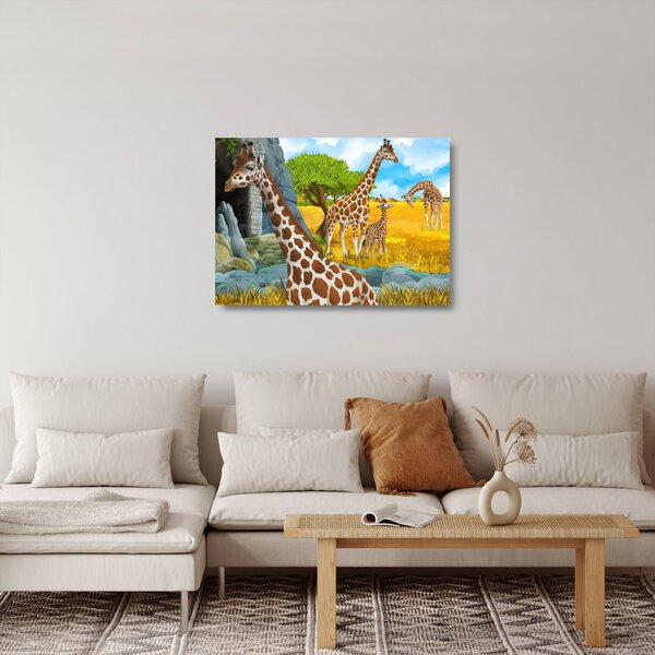 Skleněný obraz - Žirafí rodina (70x50 cm)